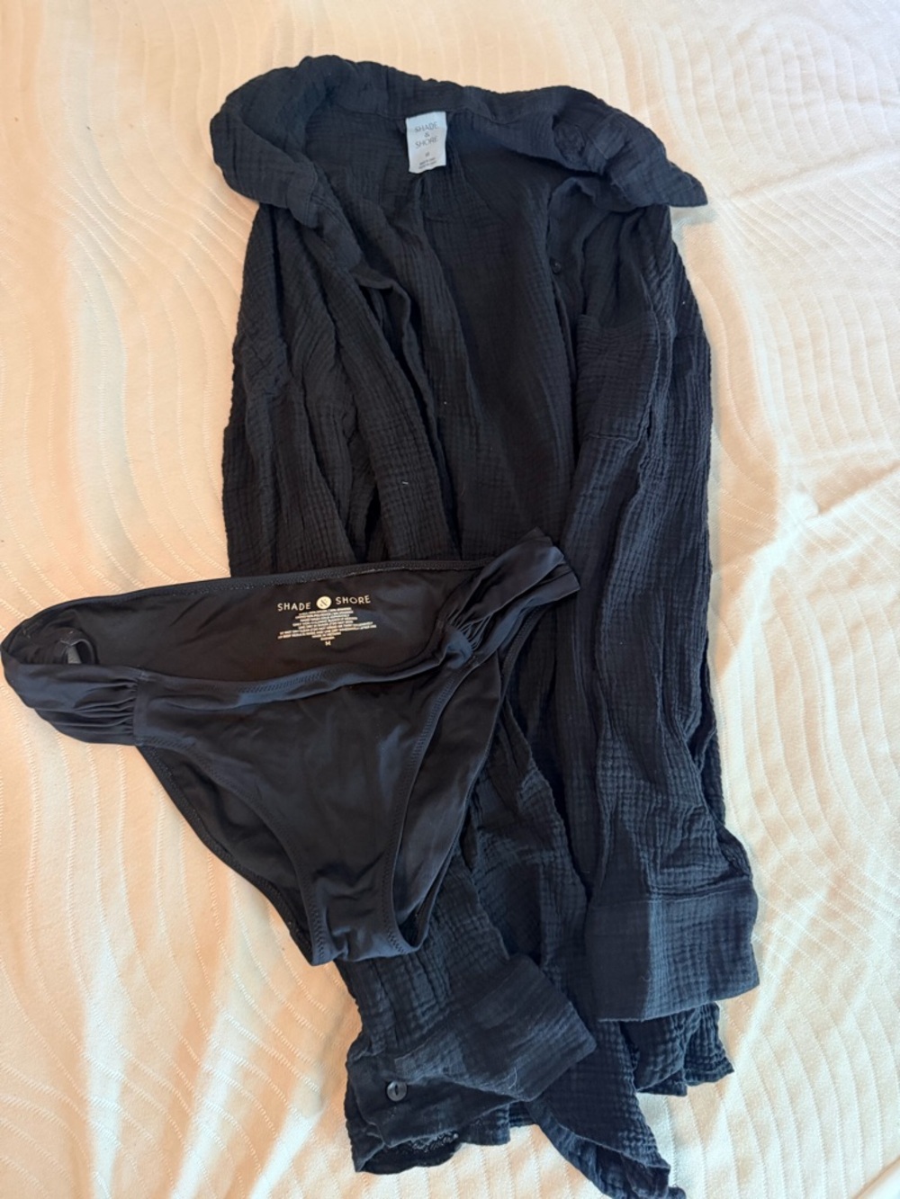 Shade & Shore Black Button-Up Gauze Shirt Swim Cover Up - Picture 5 of 6